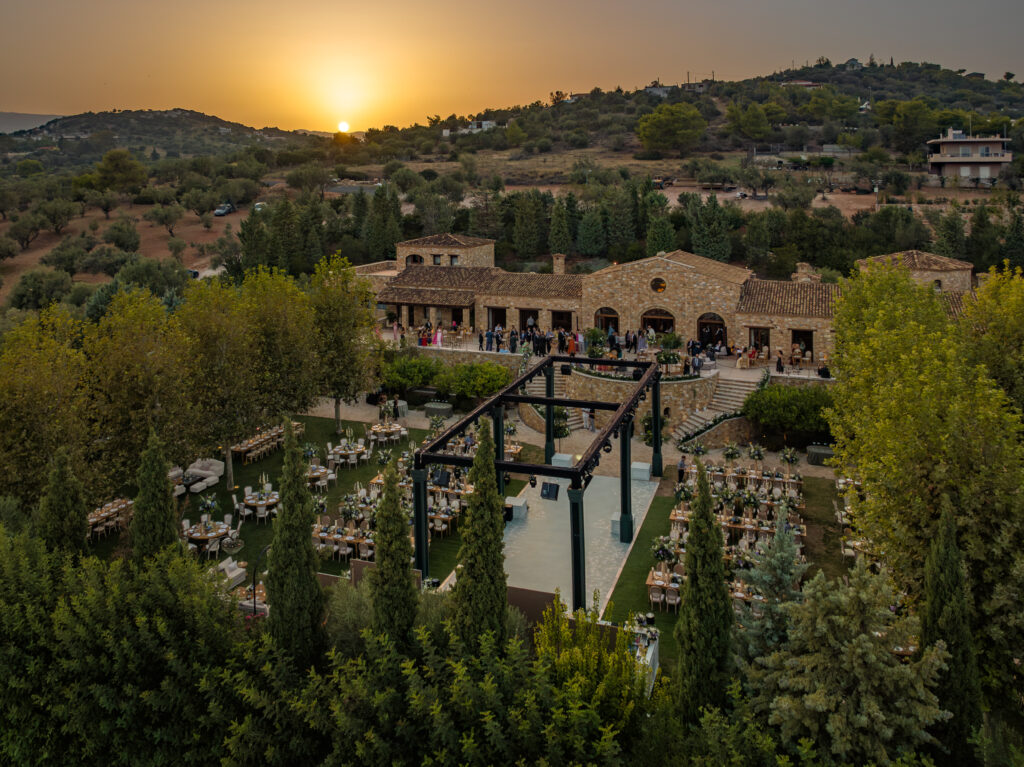 Luxury garden wedding at Pyrgos Petreza venue Athens Greece